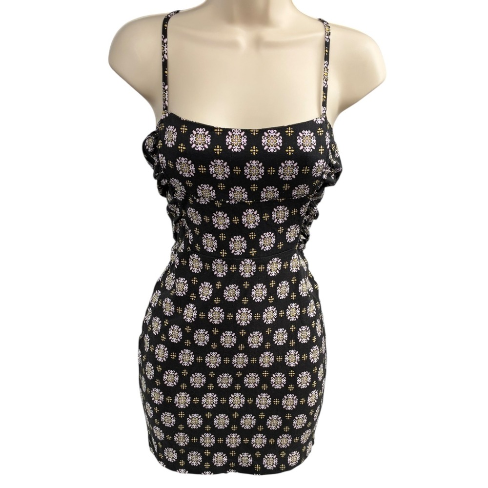 Free People Intimately‎ Ruched Side Bodycon Mini Dress Floral Print XS Medallion